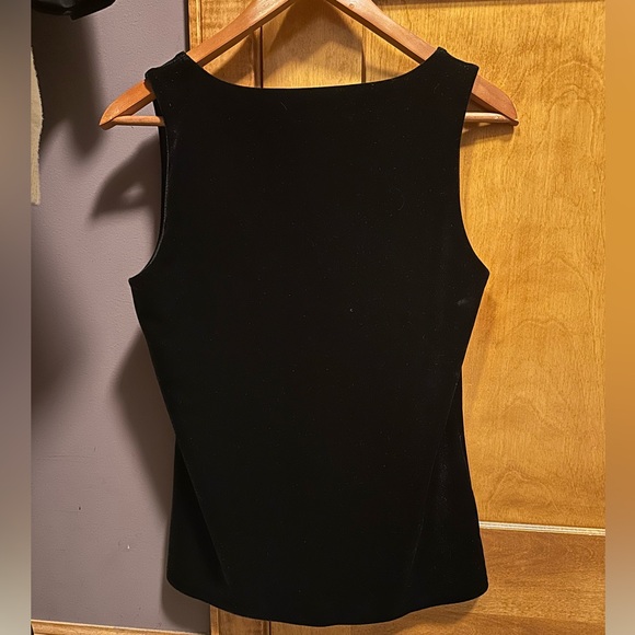 White House Black Market Velvet Dual Neck Shell. Size small, color: black, lined - Picture 2 of 3